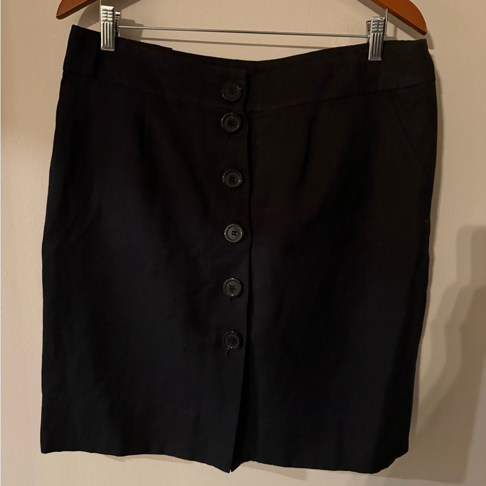 Faconnable Black Button Front Pencil Skirt Womens‎ Size 12 Made in Hungary